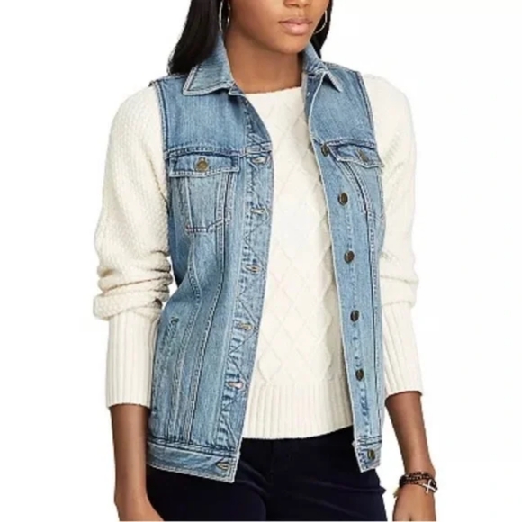 Chaps Women’s Light Wash Denim Vest Size M - Picture 3 of 11